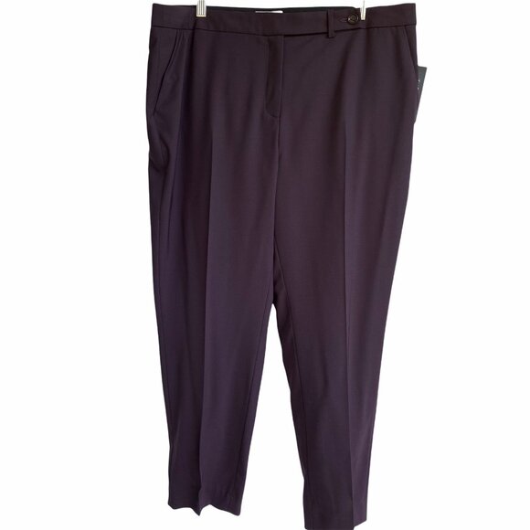 PURE Collection Tailored Ankle Trouser Pants Size 14-16 US Fig Purple Lined NEW - Picture 2 of 12